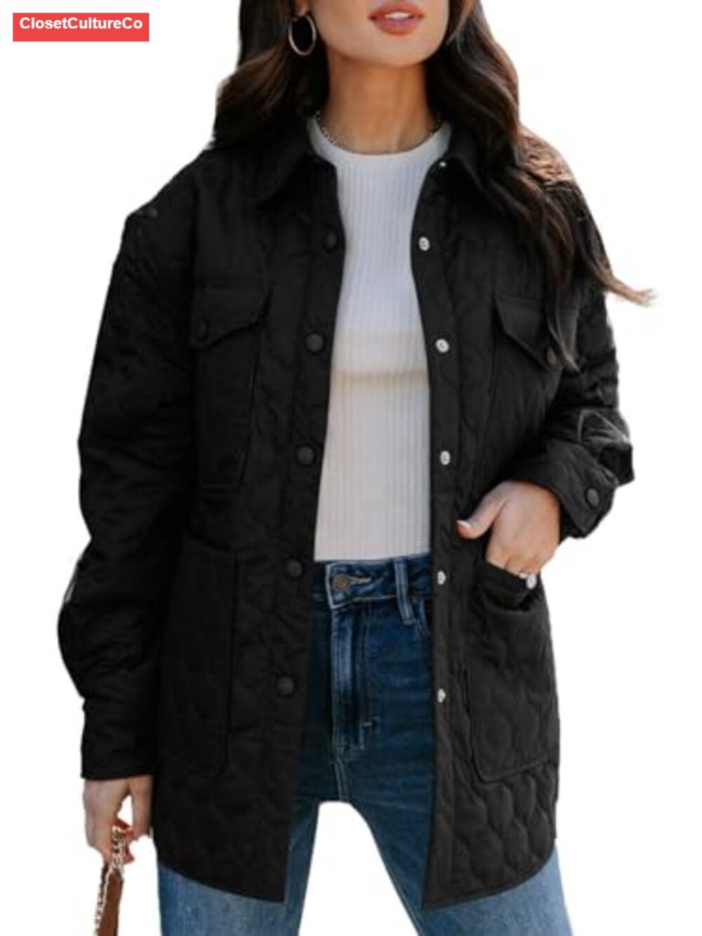 EVALESS Women's Lightweight Diamond Quilted Puffer Jacket Button Down